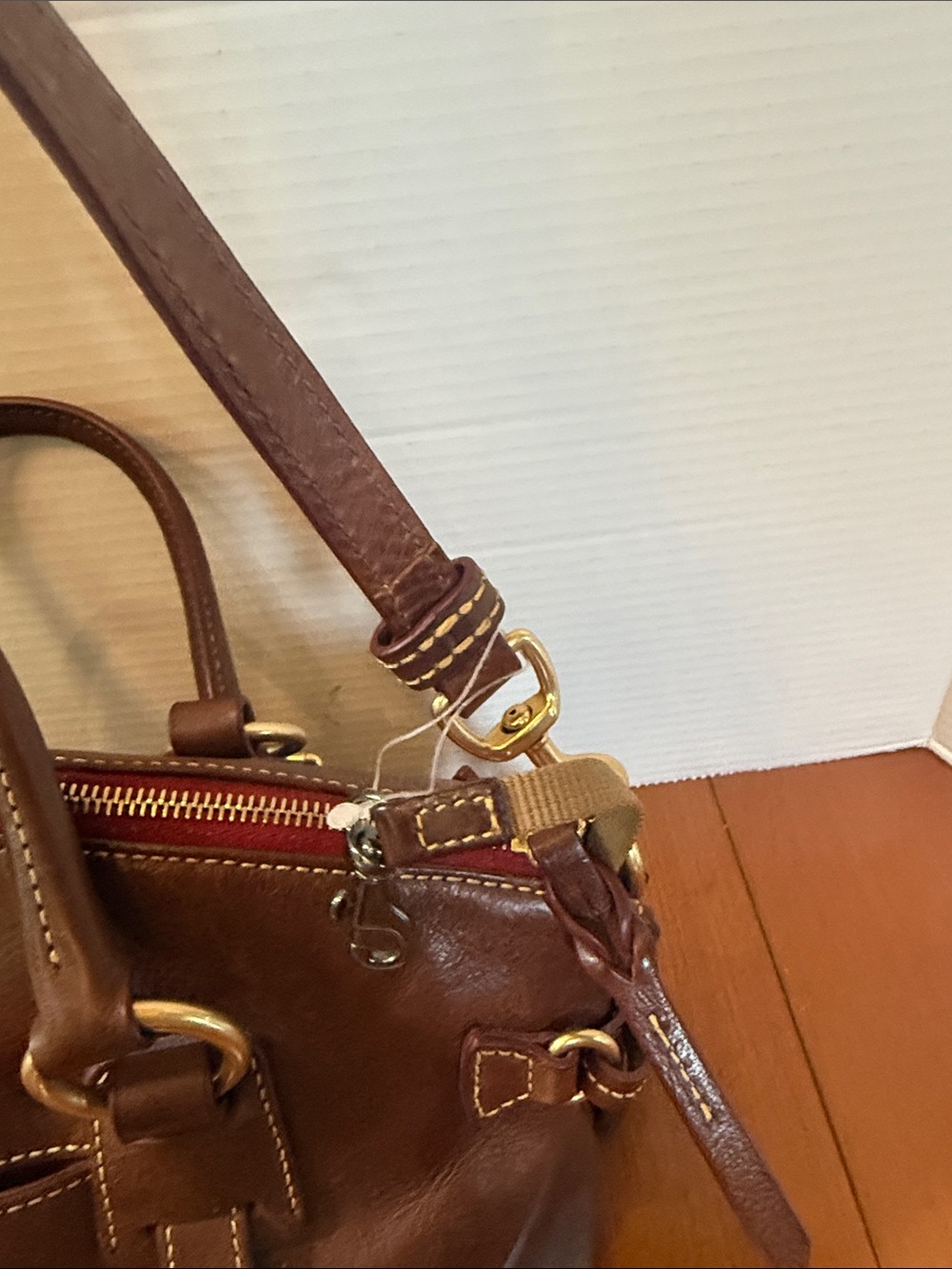 Dooney & Bourke Florentine Bristol Satchel Italian Vacchetta leather chestnut - Picture 7 of 11